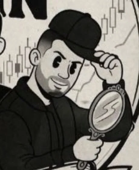 Murilo Lindão em caricatura, de boné e com um espelho na mão